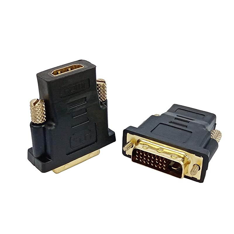 to HDMI Adapter 24 + 1 Pin, Pack of 2 -D Male to HDMI Female Converter