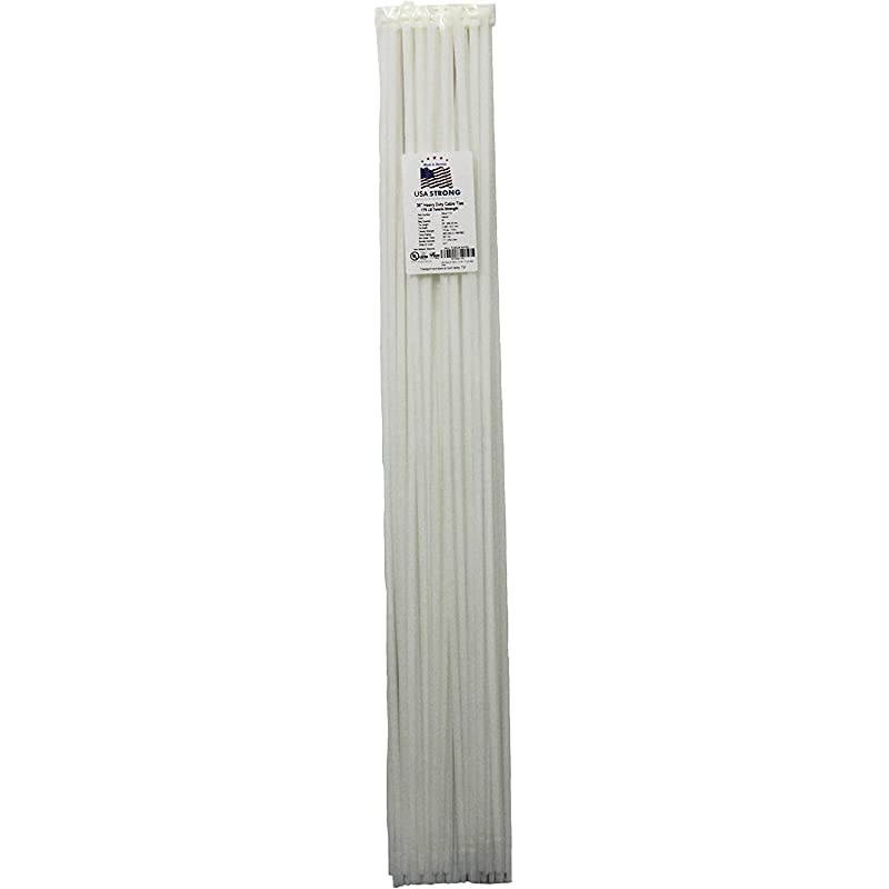 Heavy Duty Cable Zip Ties. Durable Strong Nylon Tie wraps, 175 LB Tensile Strength (48 Inch 500 Case, White)
