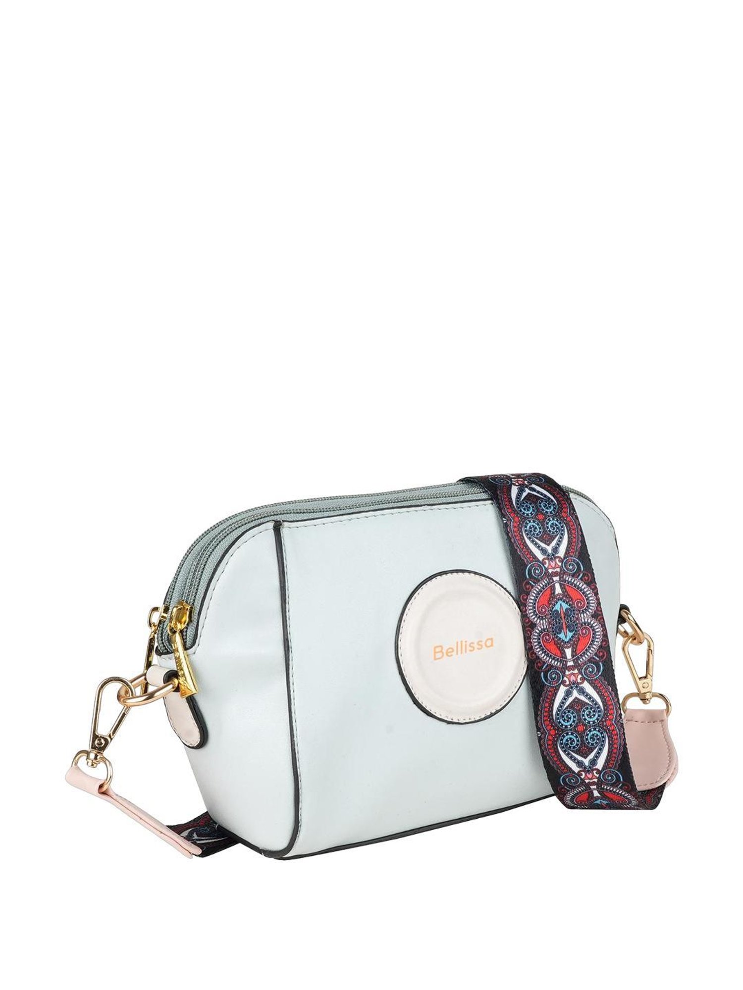 Bellissa Powder Blue PU Solid Sling Handbag