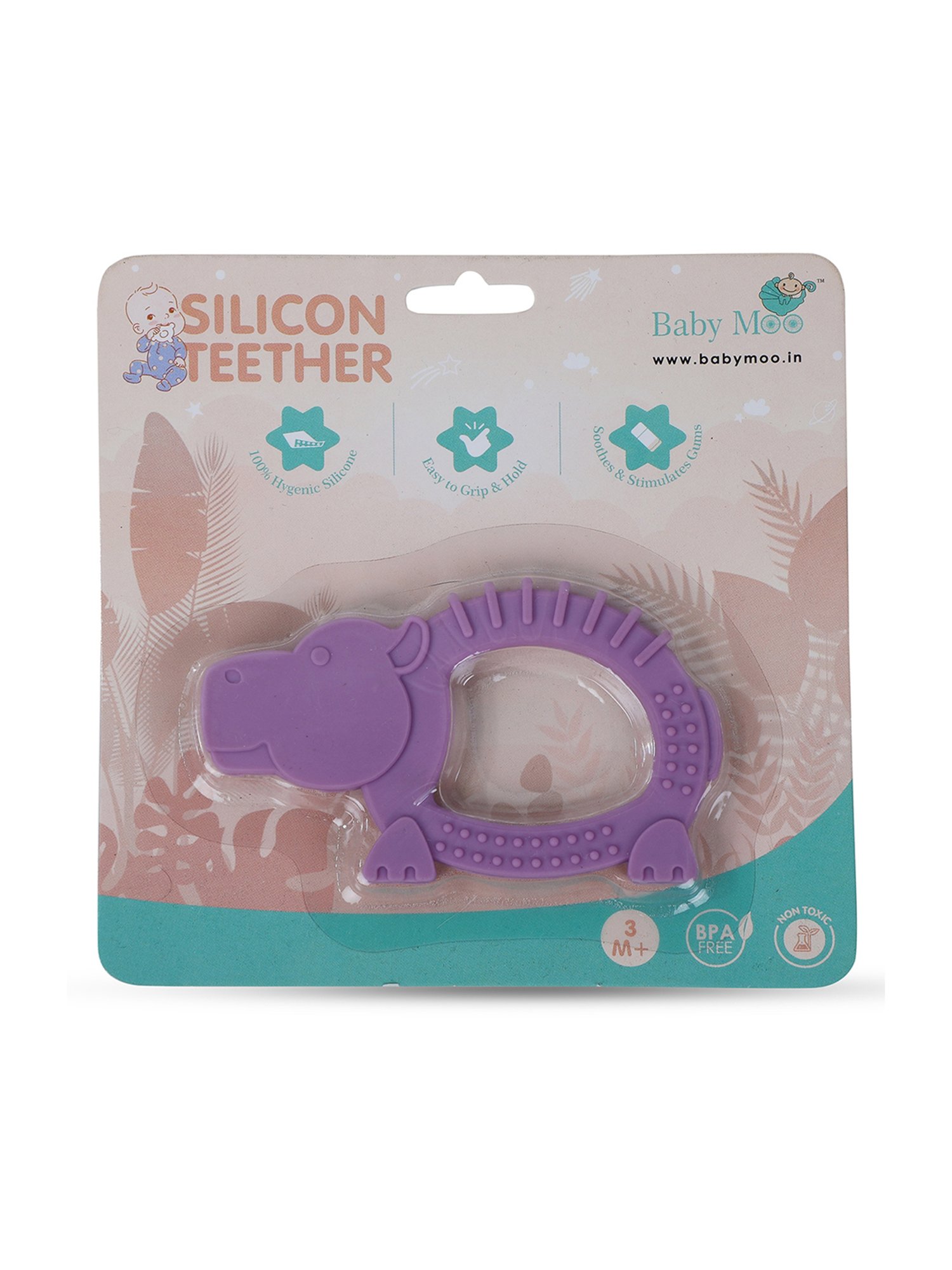 Baby Moo Kids Purple Hippo Soothing Silicon Teether (BPA & Toxin Free)