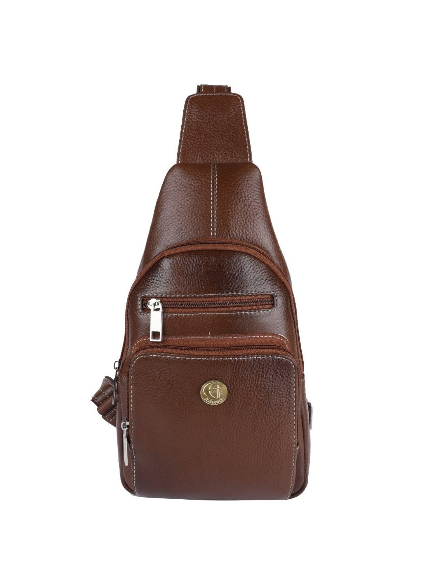 HiLEDER Brown Textured Medium Leather 12 inch Backpack