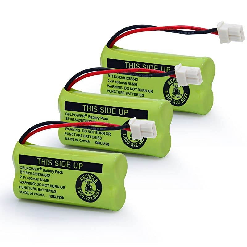 BT183342/BT283342 2.4V 400mAh Ni-mh BT-166342 BT-266342 BT-162342 BT-262342 Battery CS6114 CS6419 CS6719 EL52300 CL80111 Cordless Phone(Pack of 3)