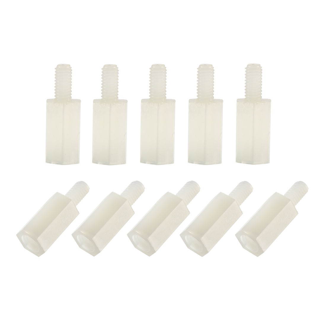 Global Bargains 50pcs M3 10+6mm Male Female Thread Nylon Hex Standoff Spacer Screws PCB Pillar White