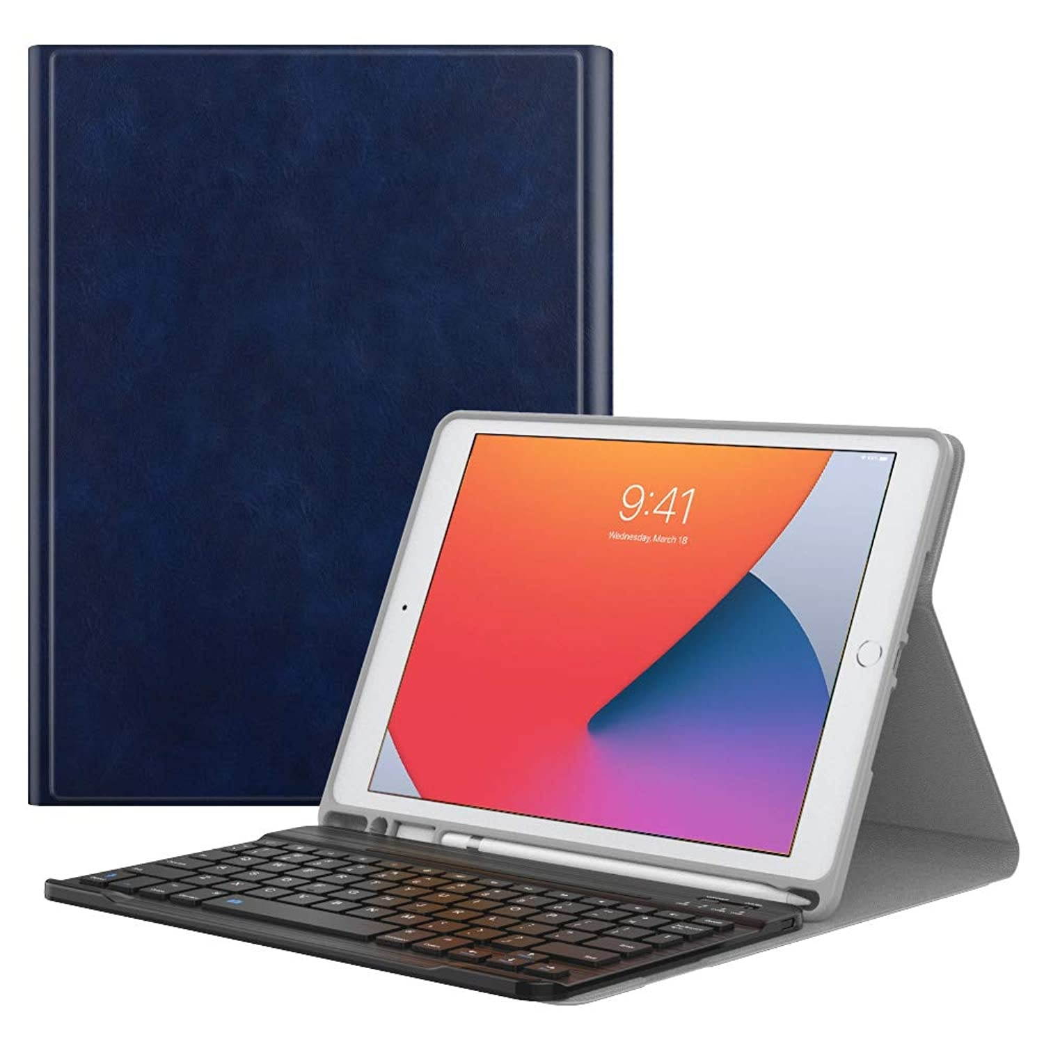 MoKo Keyboard Case for New iPad 10.2 2020/2019 (10.2 inch) with Apple Pencil Holder, Wireless Keyboard Cover Case for Apple New iPad 8th Generation 2020 & iPad 7th Generation 10.2" 2019 - Indigo