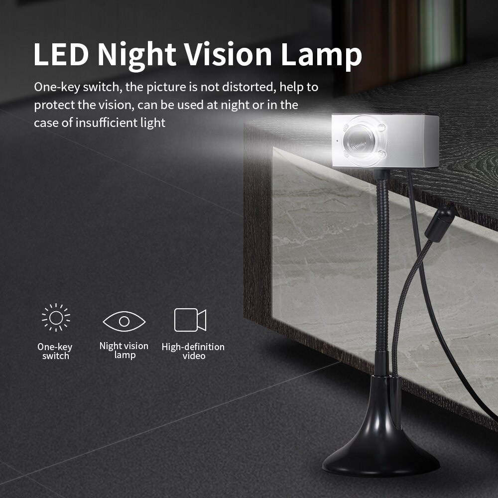 Webcam 1080P Computer Camera with Privacy Cover USB Connection Built-in Noise-reduction Microphone for Live Video