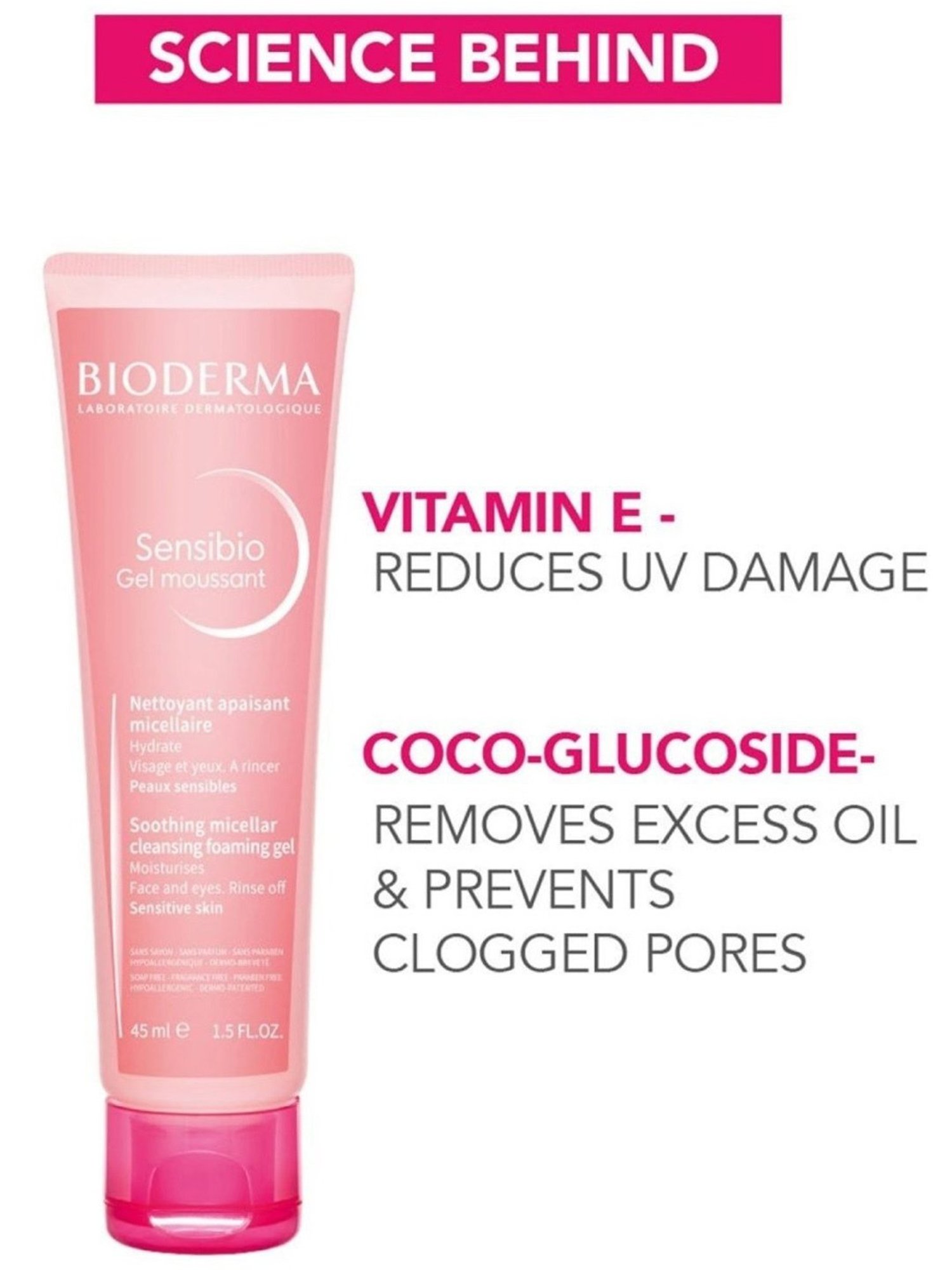 Bioderma Sensibio Gentle Soothing Micellar Cleansing Foaming Gel - 45 ml