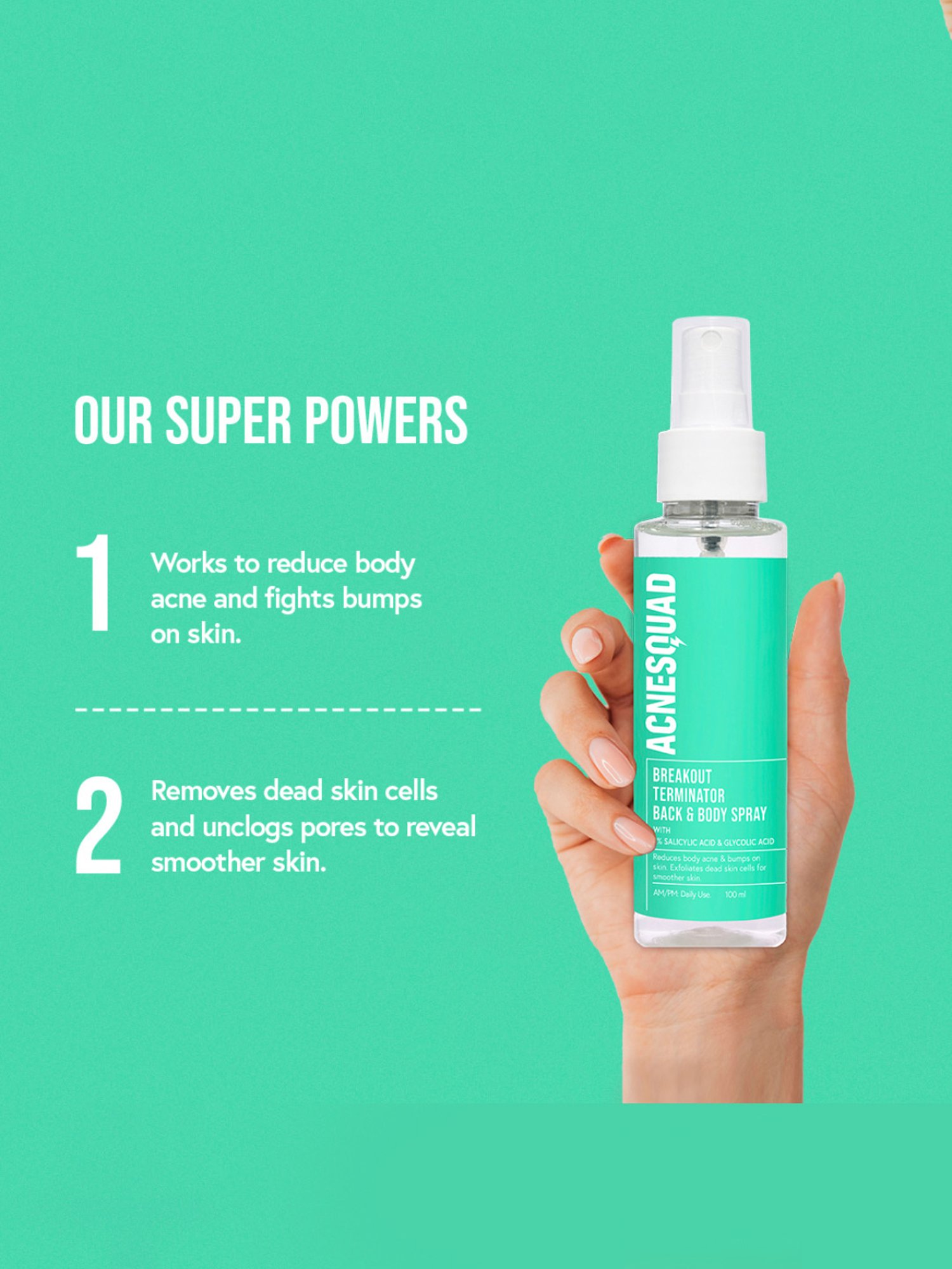 Acne Squad Breakout Terminator Back & Body Spray - 100 ml