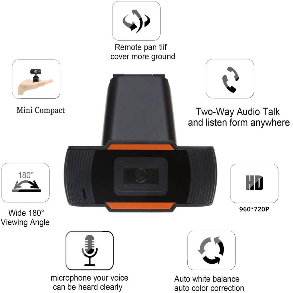 Bandwidth Screen USB Webcam 720P HD Computer Camera For Video Calls And Recording Mini Plug And Play Webcam With Microphone
