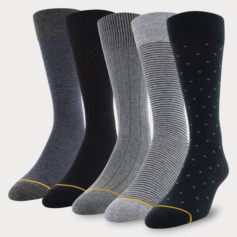 Signature Gold by GOLDTOE Men's Classic Dot Crew Socks 5pk - Black 6-12.5
