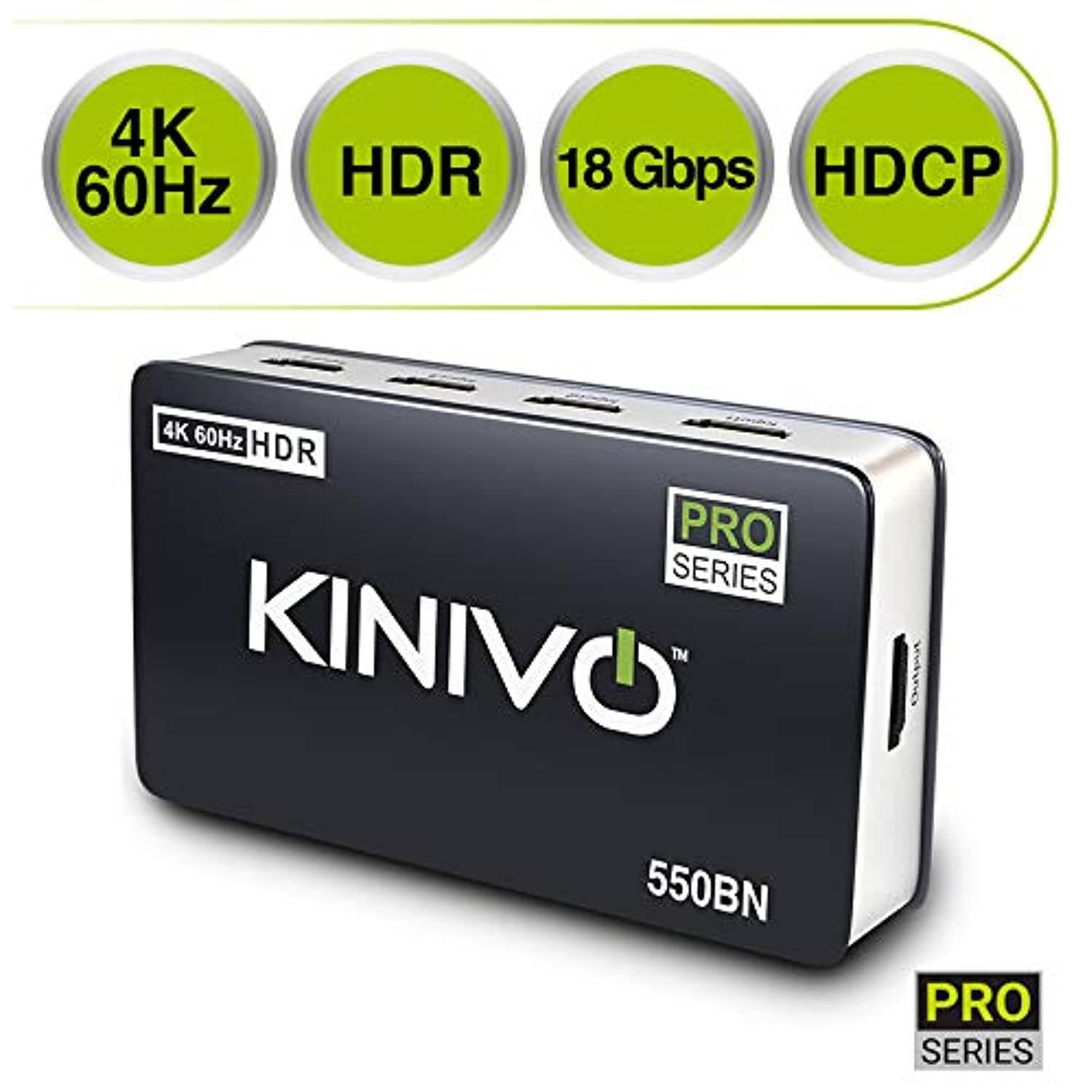 Kinivo 550BN 4K HDMI Switch with IR Wireless Remote (5 Port, 4K 60Hz HDR, High Speed-18Gbps, Auto-Switching)