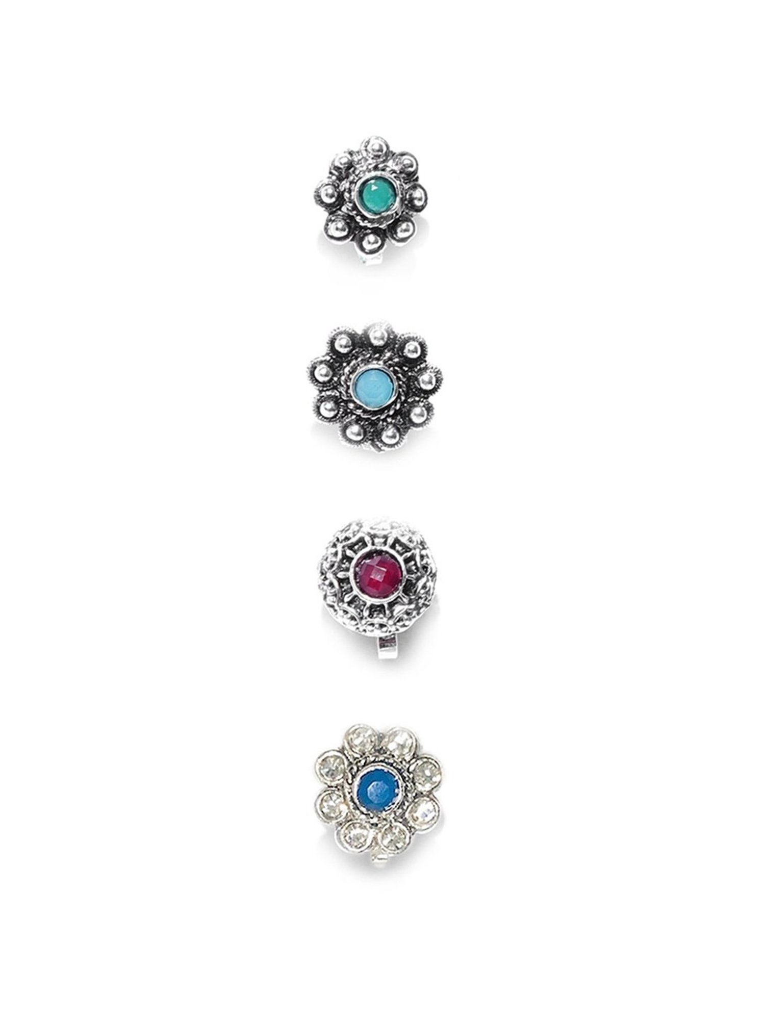 Zaveri Pearls Multicolor Alloy Nose Clip - Set of 4