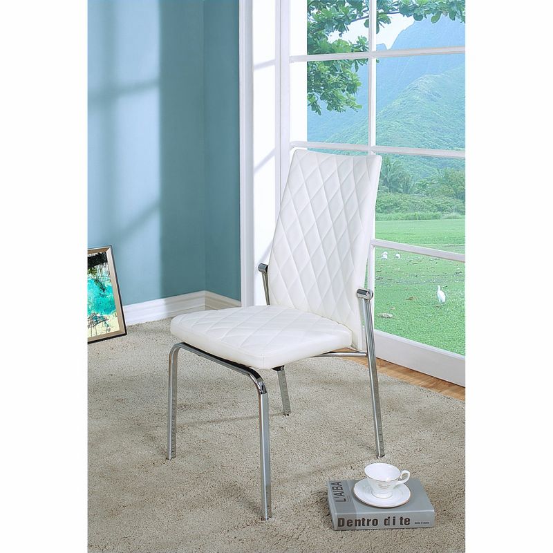 Set of 2 Dendry Upholstered Side Chairs White/Chrome - miBasics