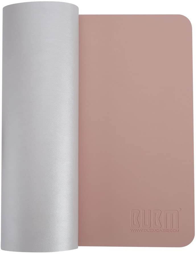 BUBM PU Leather Mouse Pad Mat Waterproof, Perfect Desk Writing Mat for Office and Home,Ultra Thin 2mm - 31.5"x15.8" (Pink)