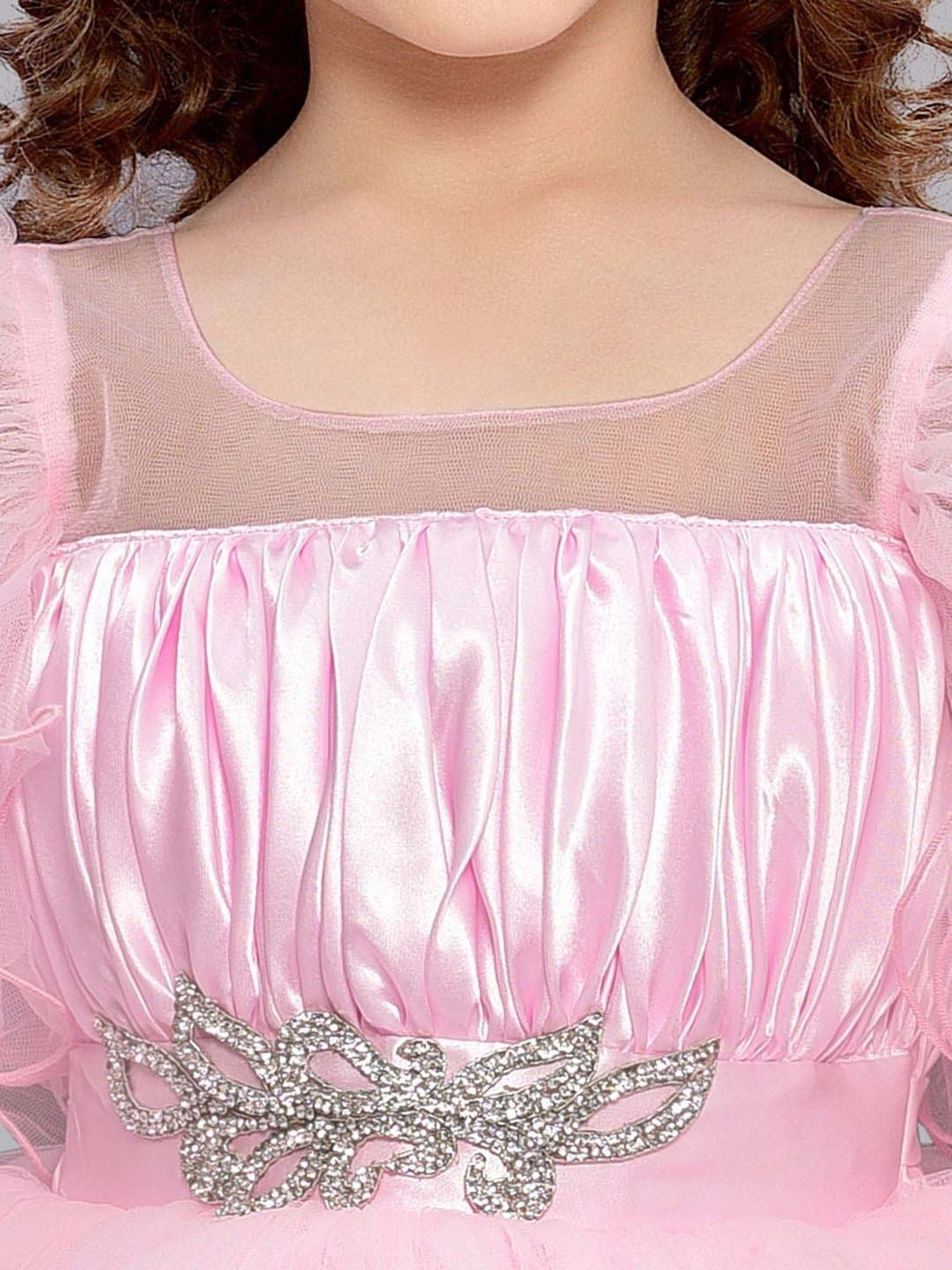 Pink Chick Kids Pink Solid Party Gowns