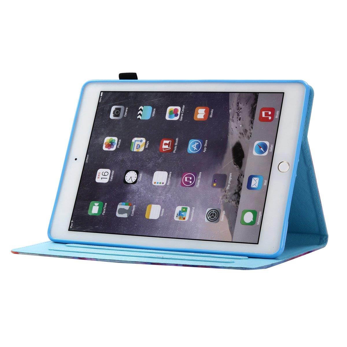 New iPad 2017 9.7, iPad Air, iPad Air 2 Case, Newshine PU Leather [Card Slots] Flip Stand Wallet Case with Auto Sleep/Wake for New Apple iPad 9.7 inch 2017/iPad Air/iPad Air 2 - Blue Eye Cat