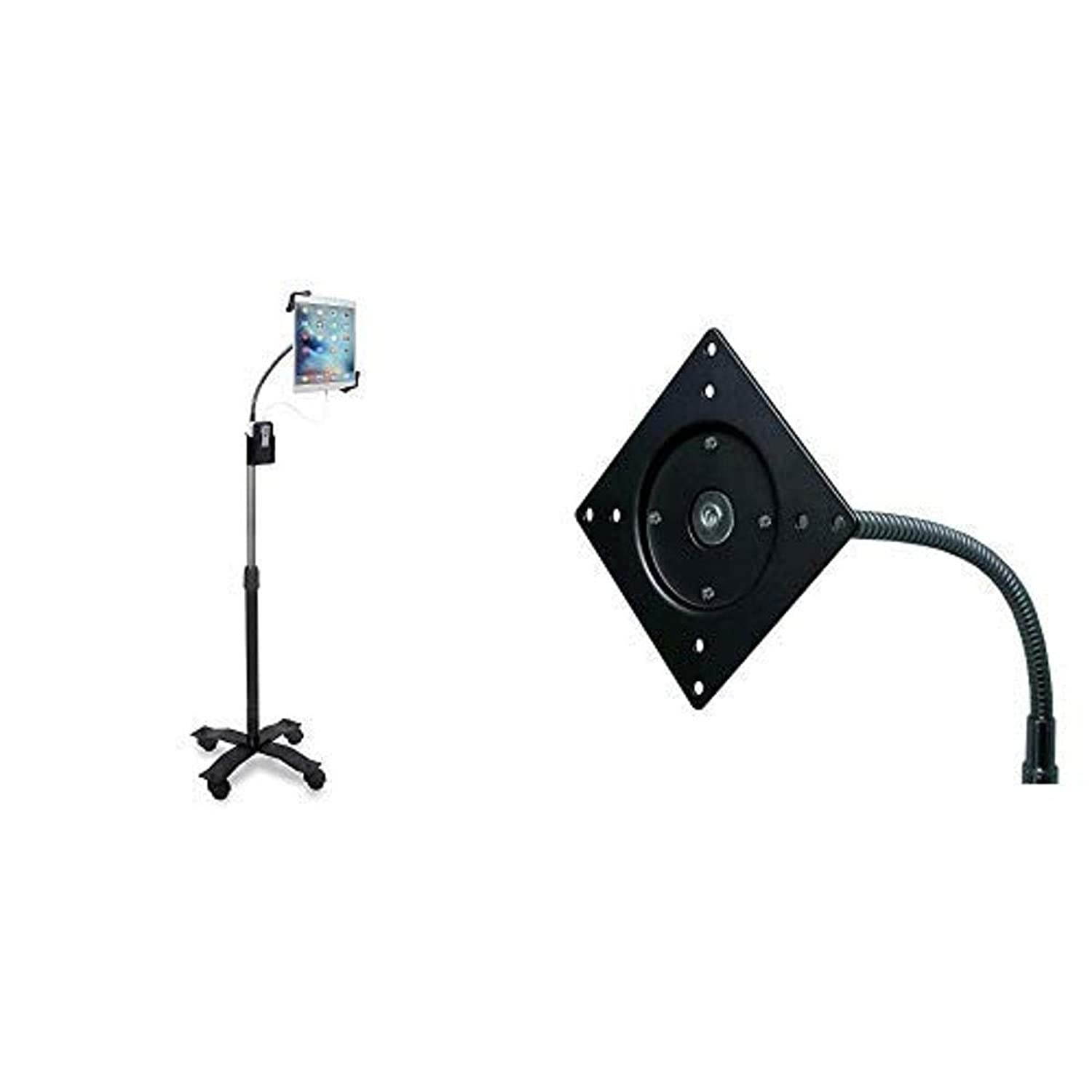 Height-Adjustable Rotating Gooseneck Floor Stand with VESA Plate Adaptor
