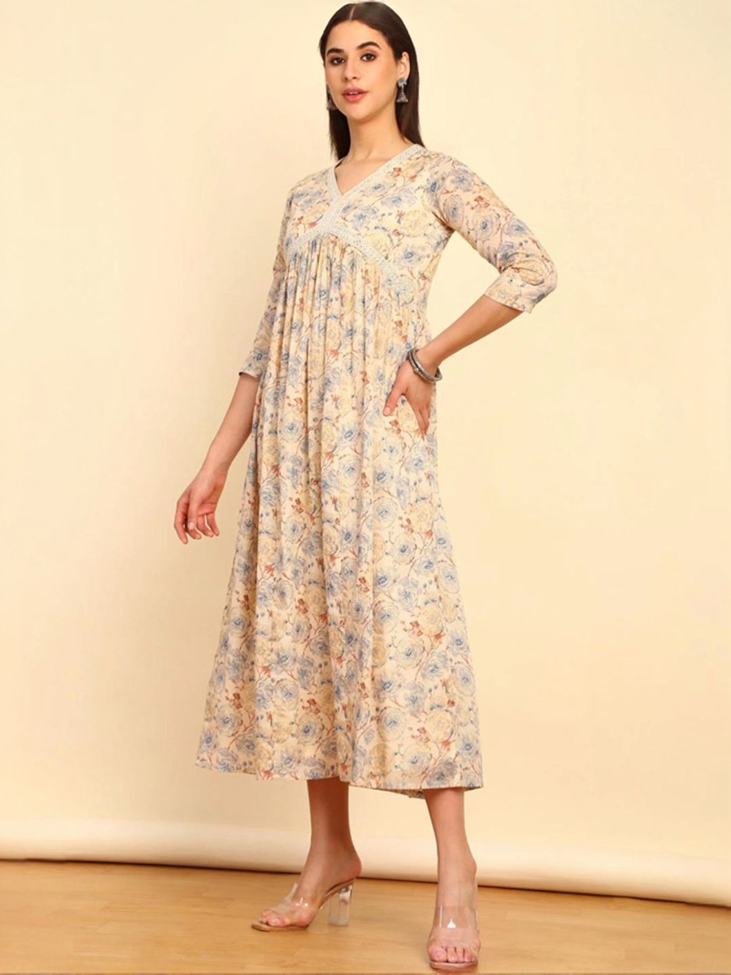 Saffron Threads Red Ethnic Dresses