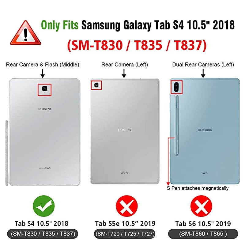 Case for Samsung Galaxy Tab S4 105 2018 Model SMT830T835T837 MultiAngle Viewing Stand Cover with S Pen Protective Holder Auto SleepWake Feature Rose Gold