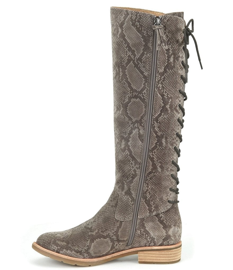Sofft Sharnell Suede Snake Print Tall Waterproof Block Heel Boots