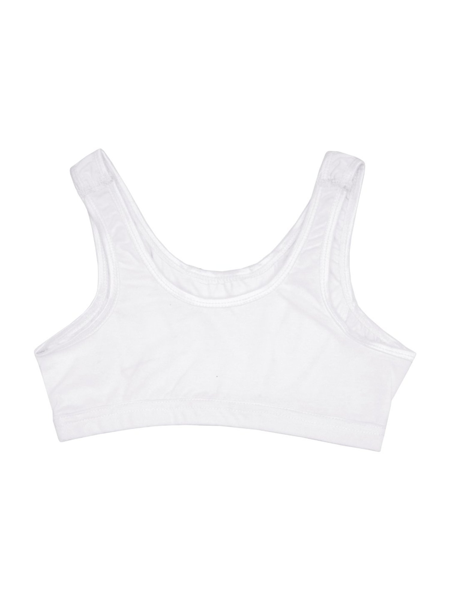 D'chica Kids White & Grey Cotton Printed Non Padded Bras - Pack of 2