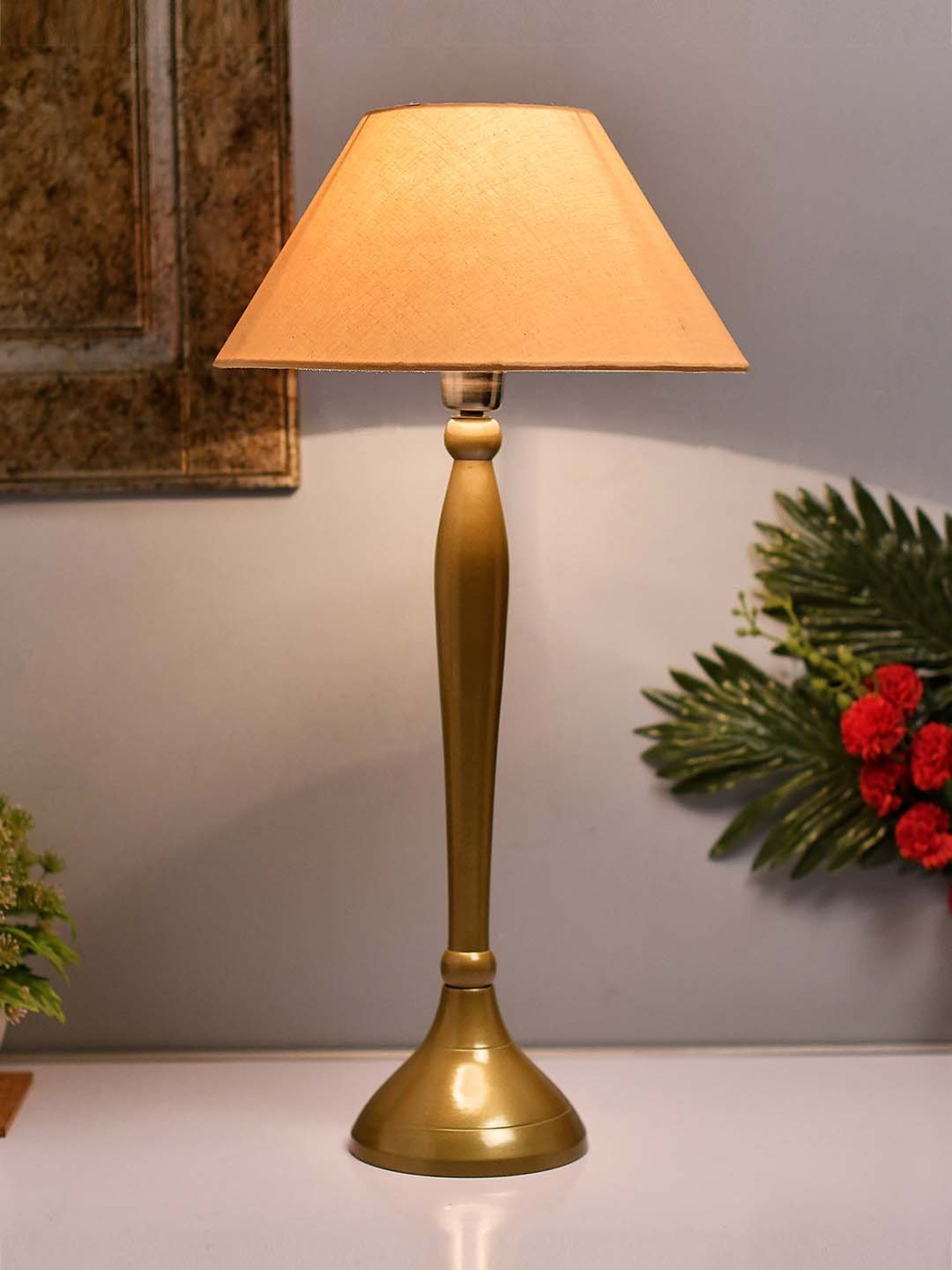 Homesake Golden Royal Ovoid Brushed Lamp with Golden Shade (Bulb Included) - Set of 1