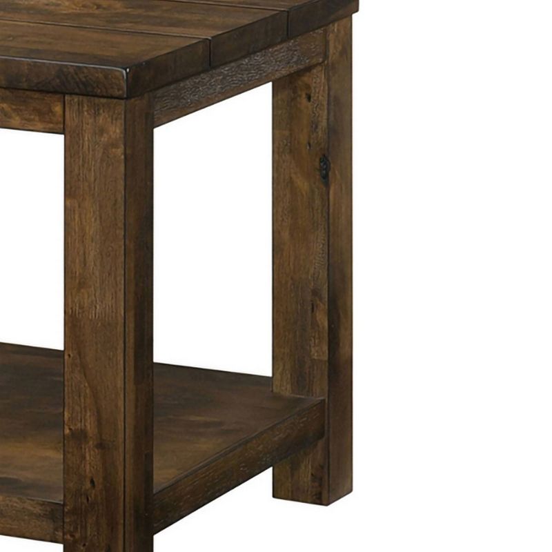 23" Wooden End Table with Open Shelf Rustic Brown - Benzara