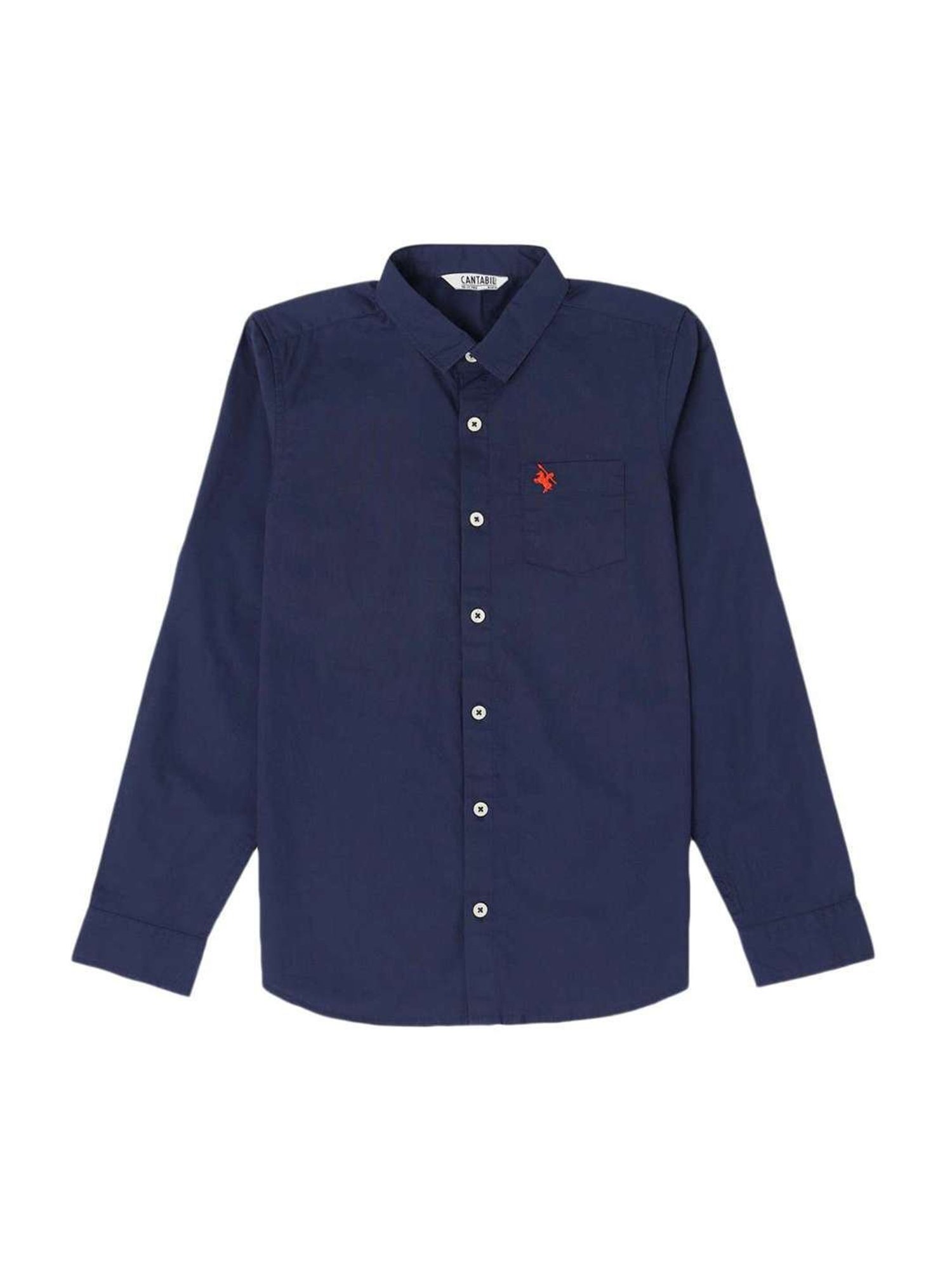 Cantabil Boys Navy Cotton Regular Fit Full Sleeves Shirt