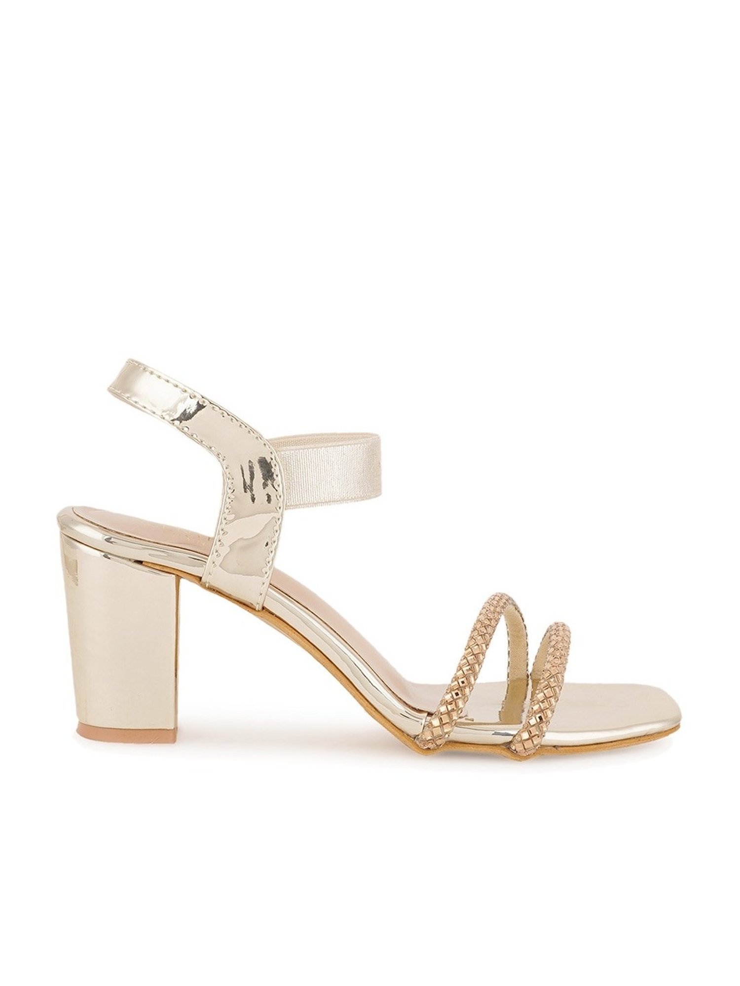 Scentra Women's Golden Ankle Strap Sandals