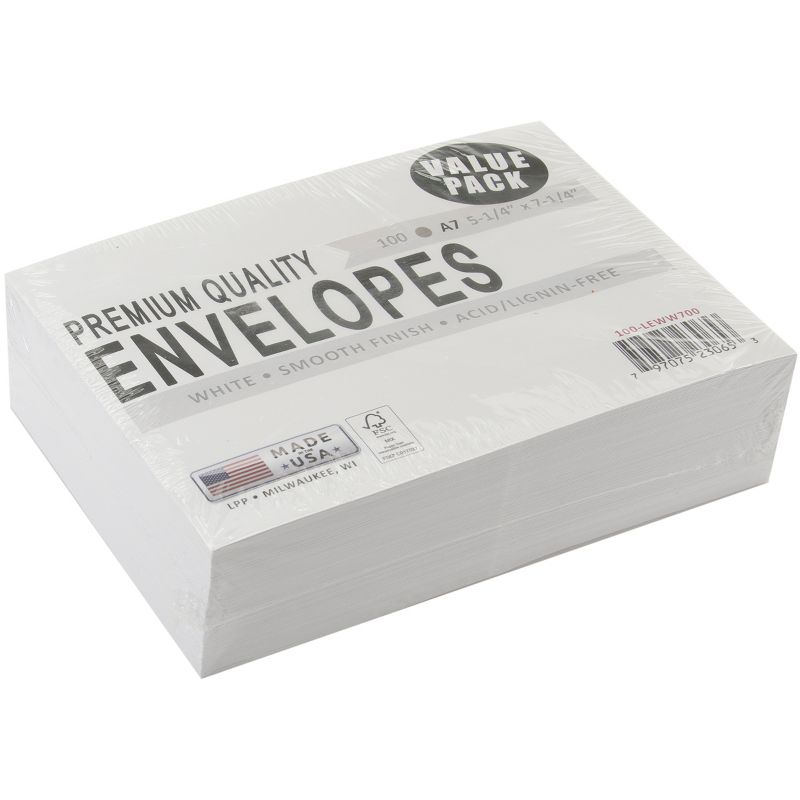 Leader A7 Envelopes (5.25"X7.25") 100/Pkg-White