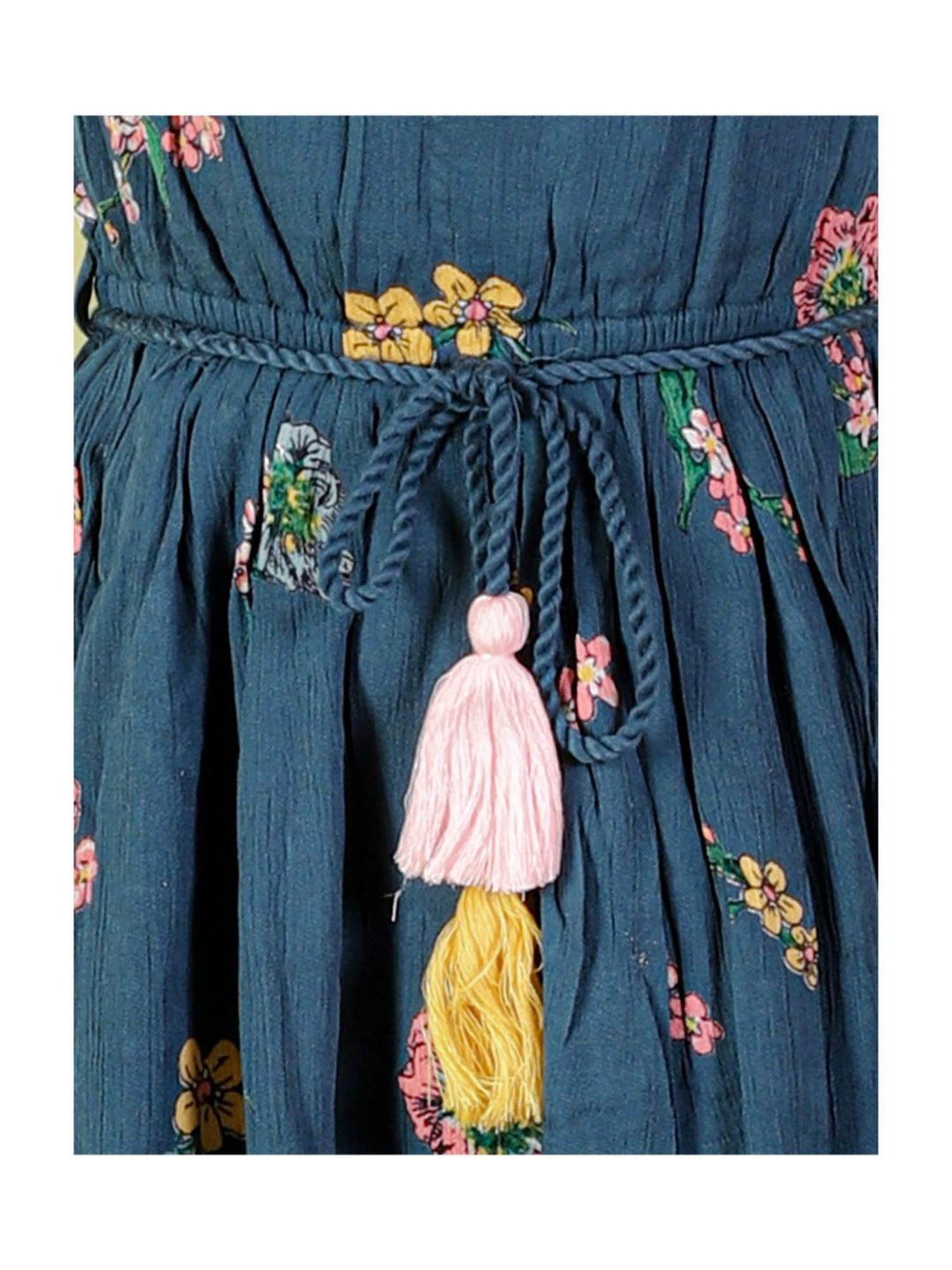 Lil Drama Kids Teal Floral Print Dress