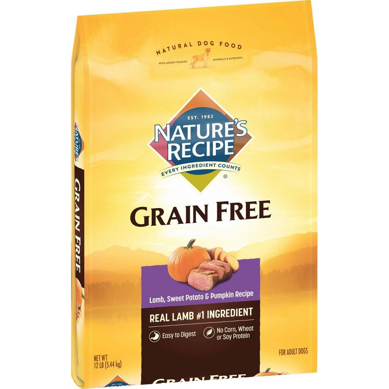 Nature's Recipe Grain Free Lamb, Sweet Potato & Pumpkin Recipe Adult Dry Dog Food - 12lbs