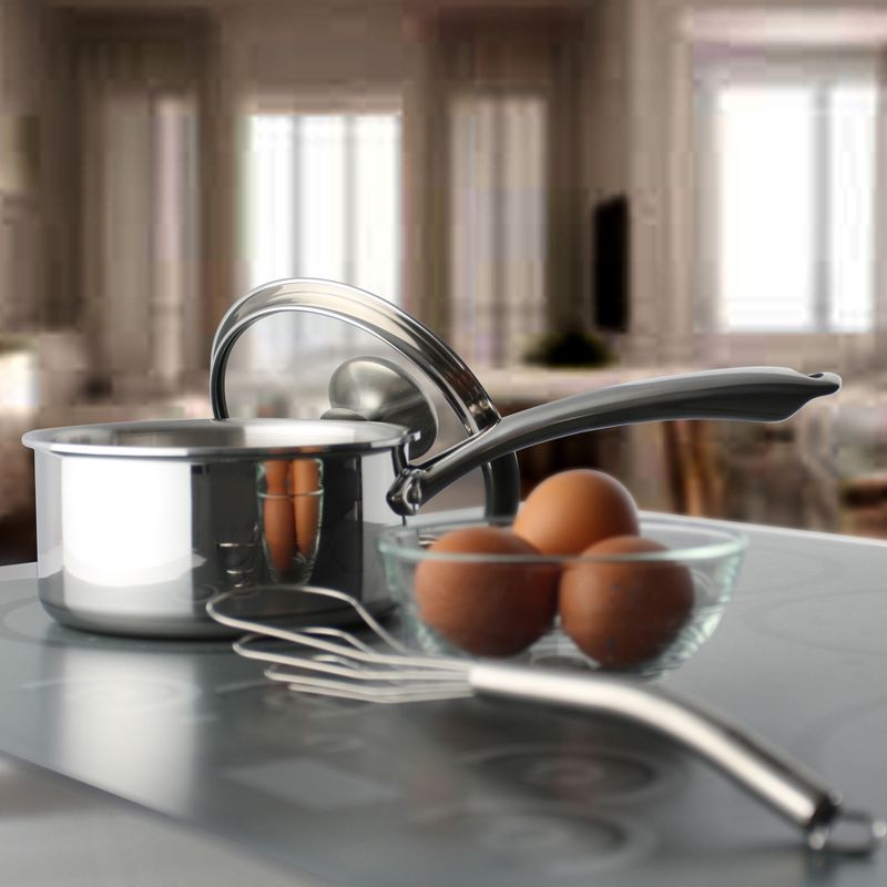 Chantal 3.Clad Cookware Tri-Ply Polished 1 Quart Saucepan with Glass Lid