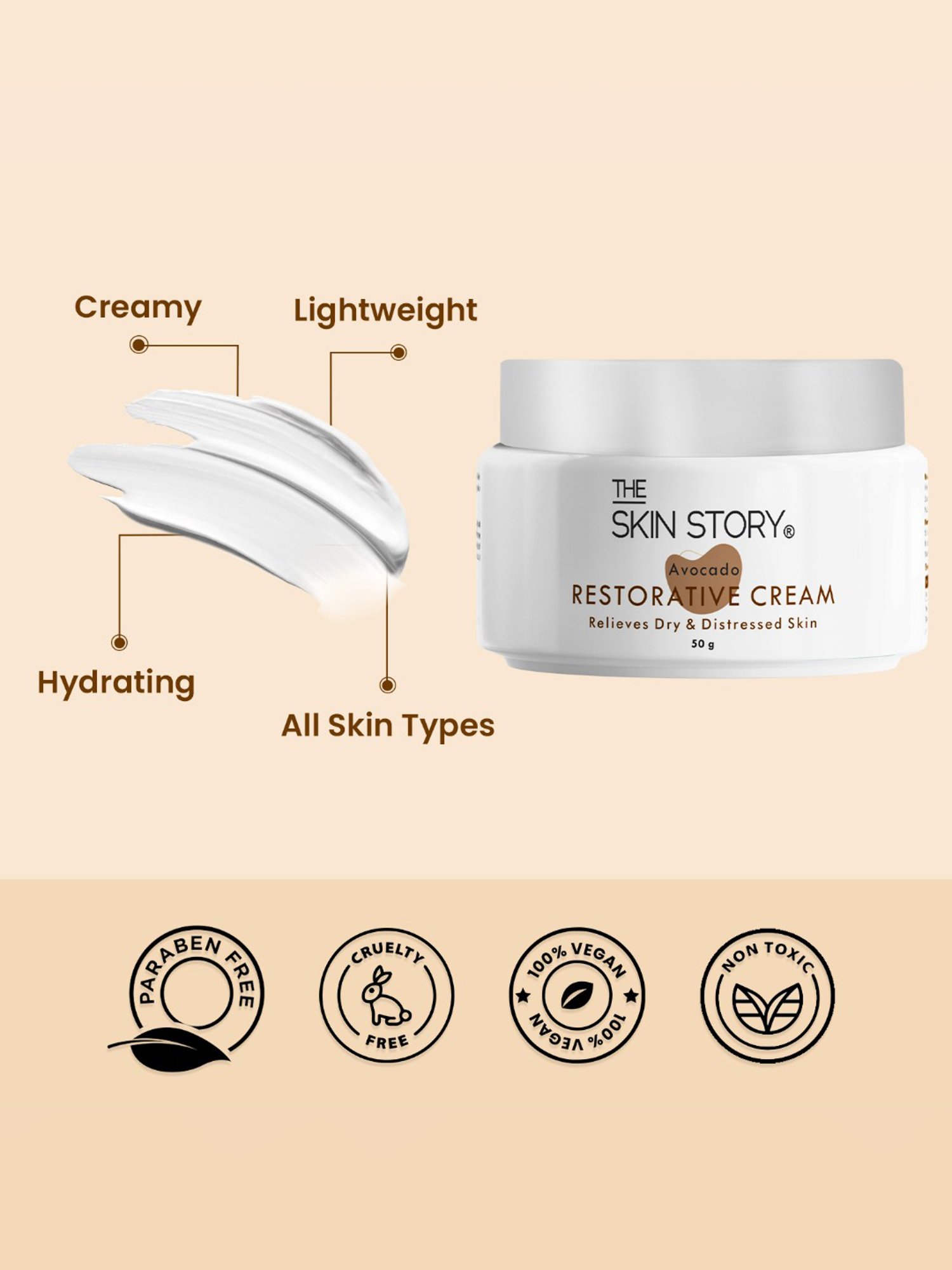 The Skin Story Avocado Restorative Cream for Relieves Dry & Distressed Skin - 50 gm