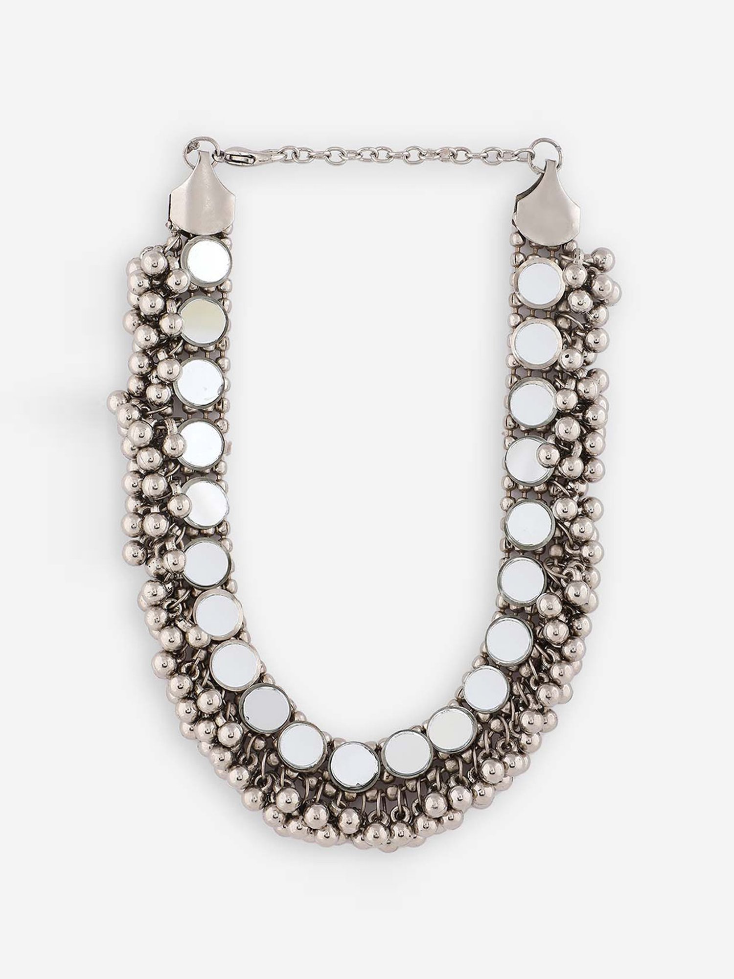 Fida Mirror Work Tribal Silver Necklace
