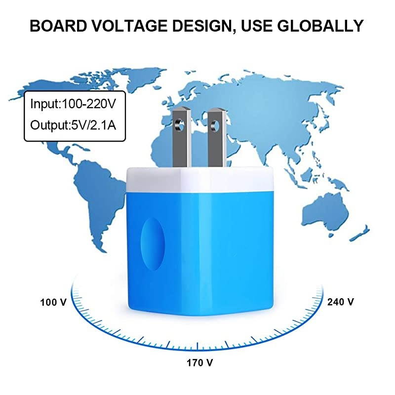USB Wall Adapter Charger Block  5Pack 21Amp 5V Dual Port USB Power Adapter Wall Charger Plug Cube Compatible with Phone Xs Max XR X 8 7 6 Plus Samsung S10E S10 S9+ LG Moto Android More