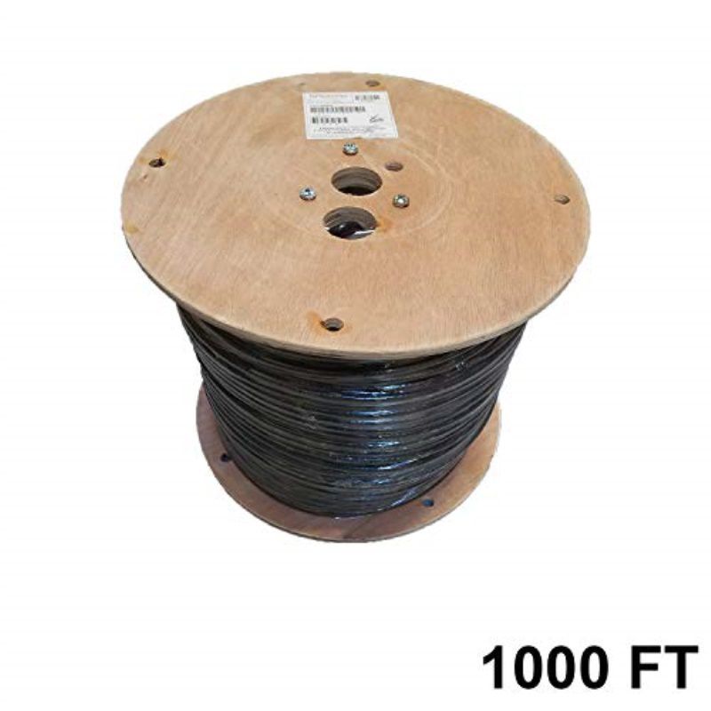 RG-6 1000' FT RG6 Coaxial Solid Copper Cable Messenger Ground Wire 3 GHz Outdoor Antenna Aerial Digital Satellite Dish, Steel Suspension Drop Wire, Spool, No Connectors