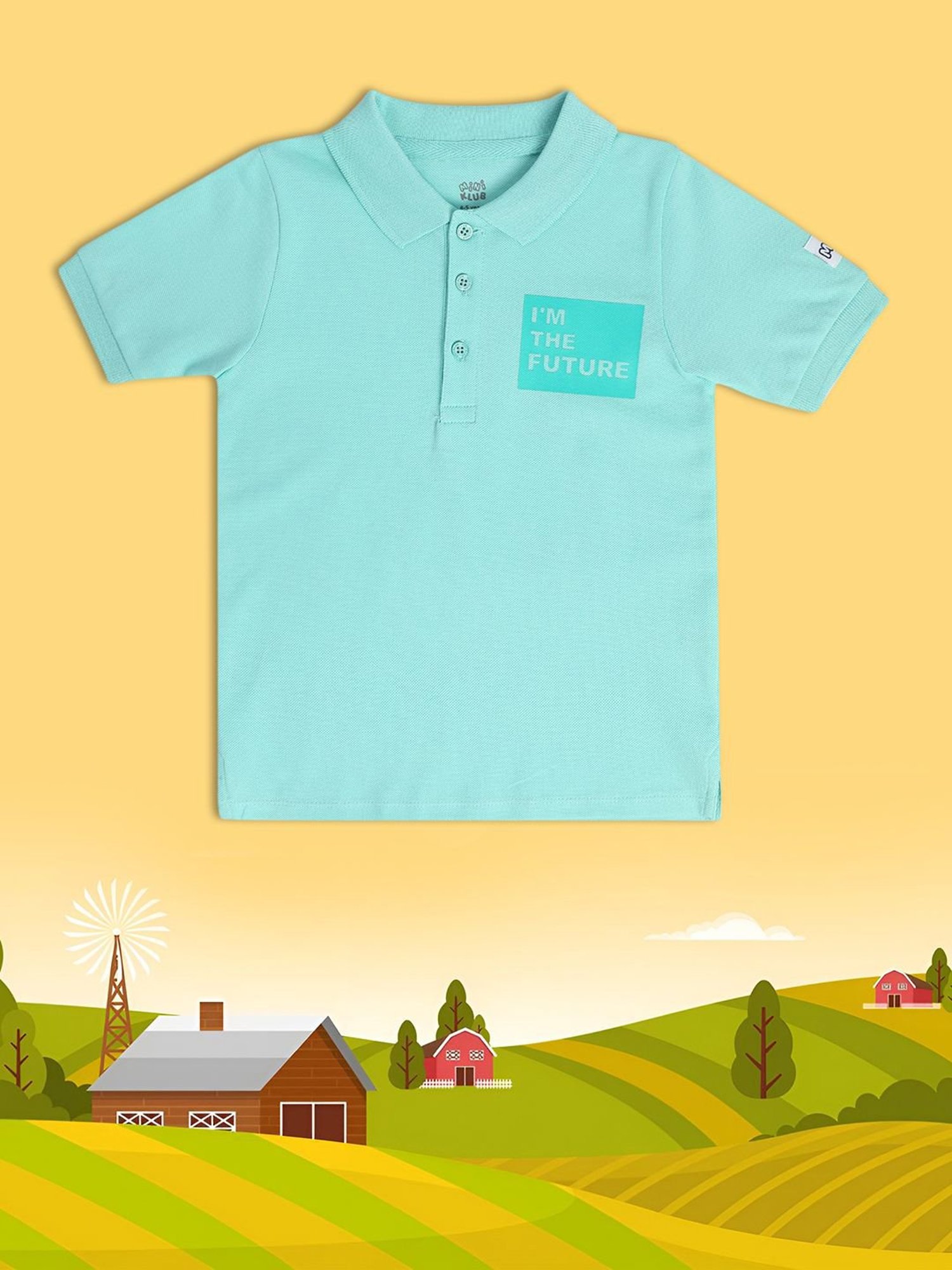 MINIKLUB Kids Blue Printed Polo T-Shirt