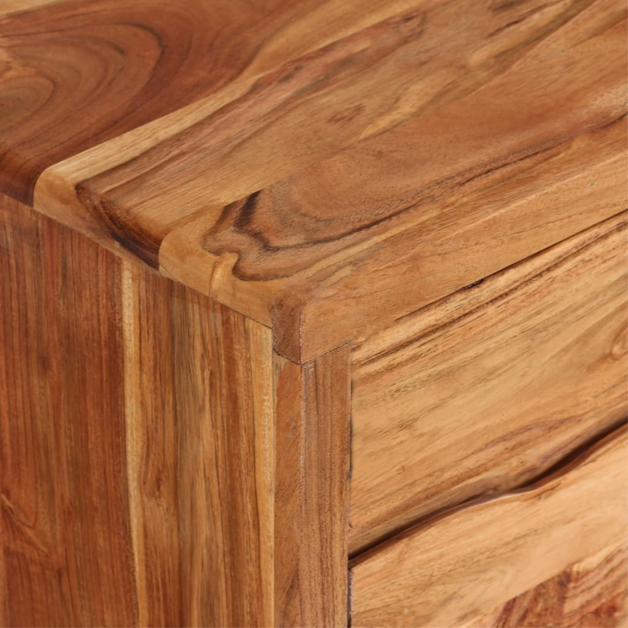 vidaXL Solid Acacia Wood TV Cabinet with Carved Doors TV Stand Unit Lowboard