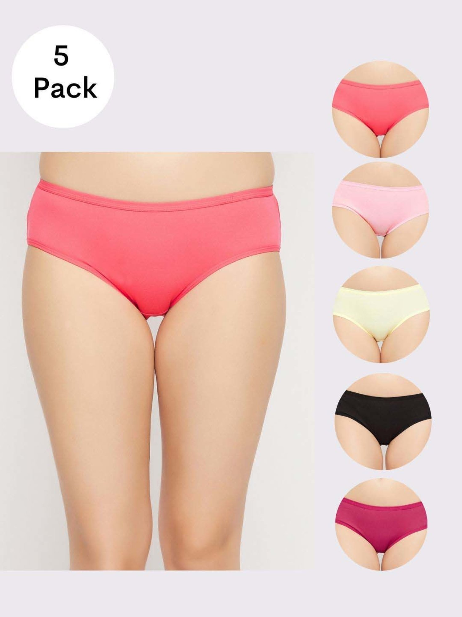 Secrets By ZeroKaata Assorted Cotton Hipster Panties - Pack Of 5