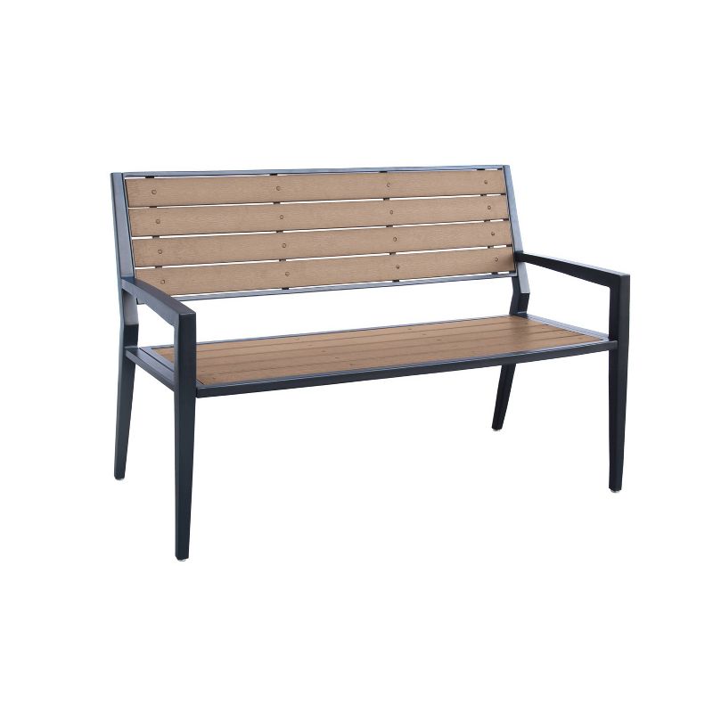 Wood Outdoor Bench in Natural Brown-Pemberly Row