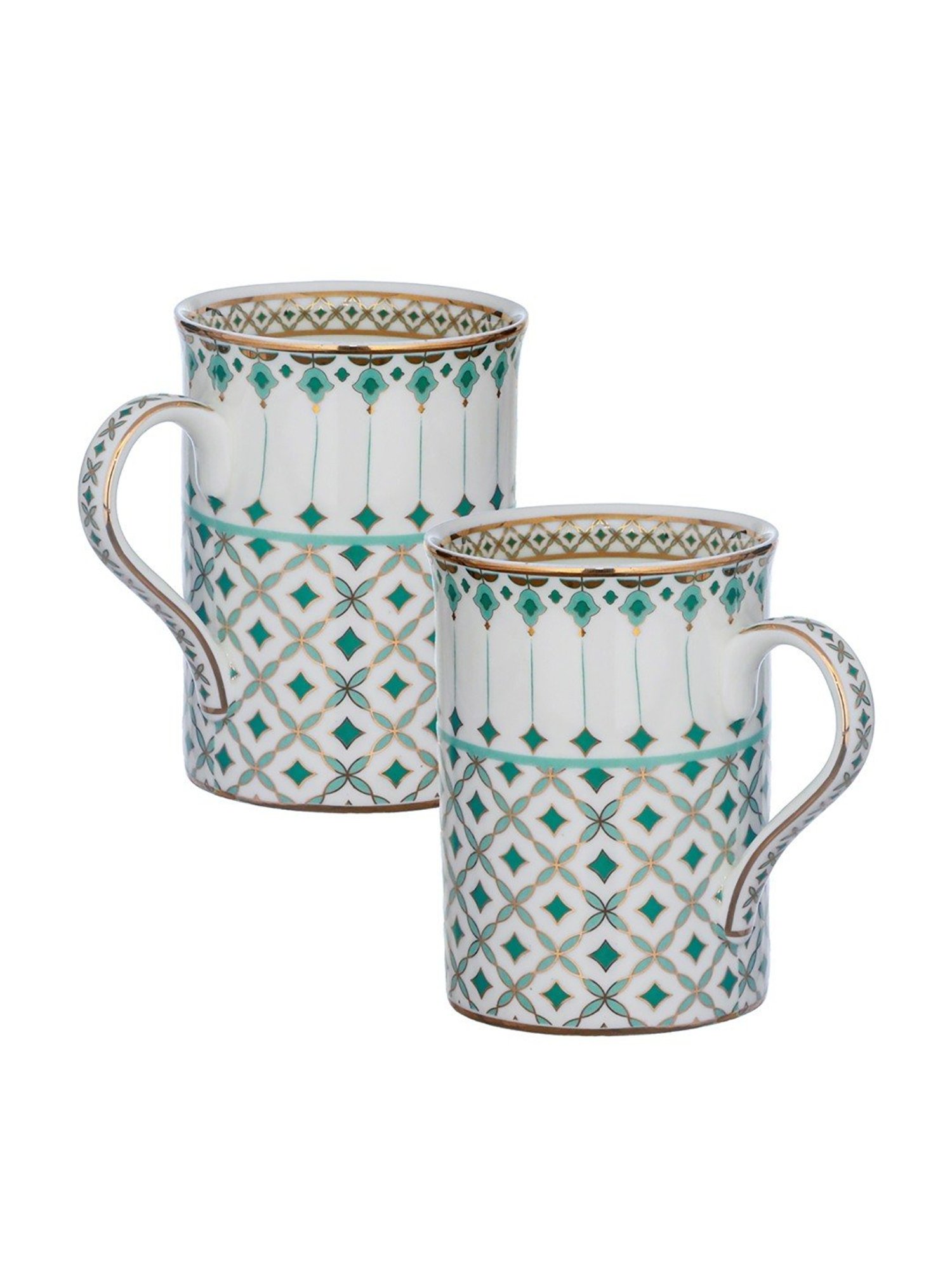 Trovea's Momentum 24K Gold Green Ceramic Mugs - Set of 2