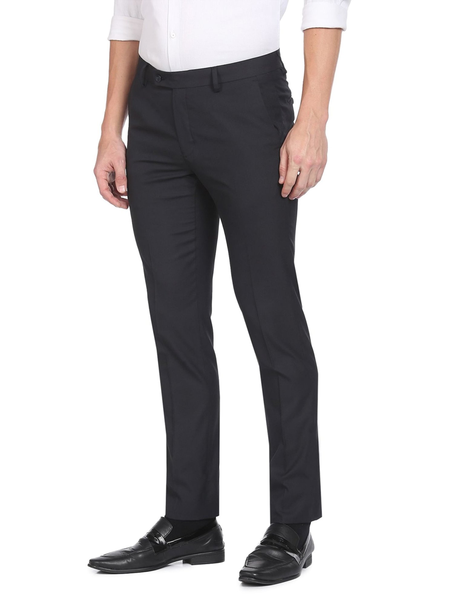 Arrow Navy Regular Fit Trousers