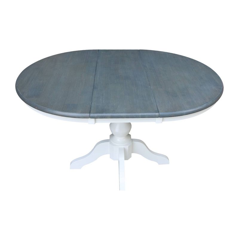 Kent 36" Round Top Dual 12" Drop Leaf Dining Table White/Heather Gray - International Concepts