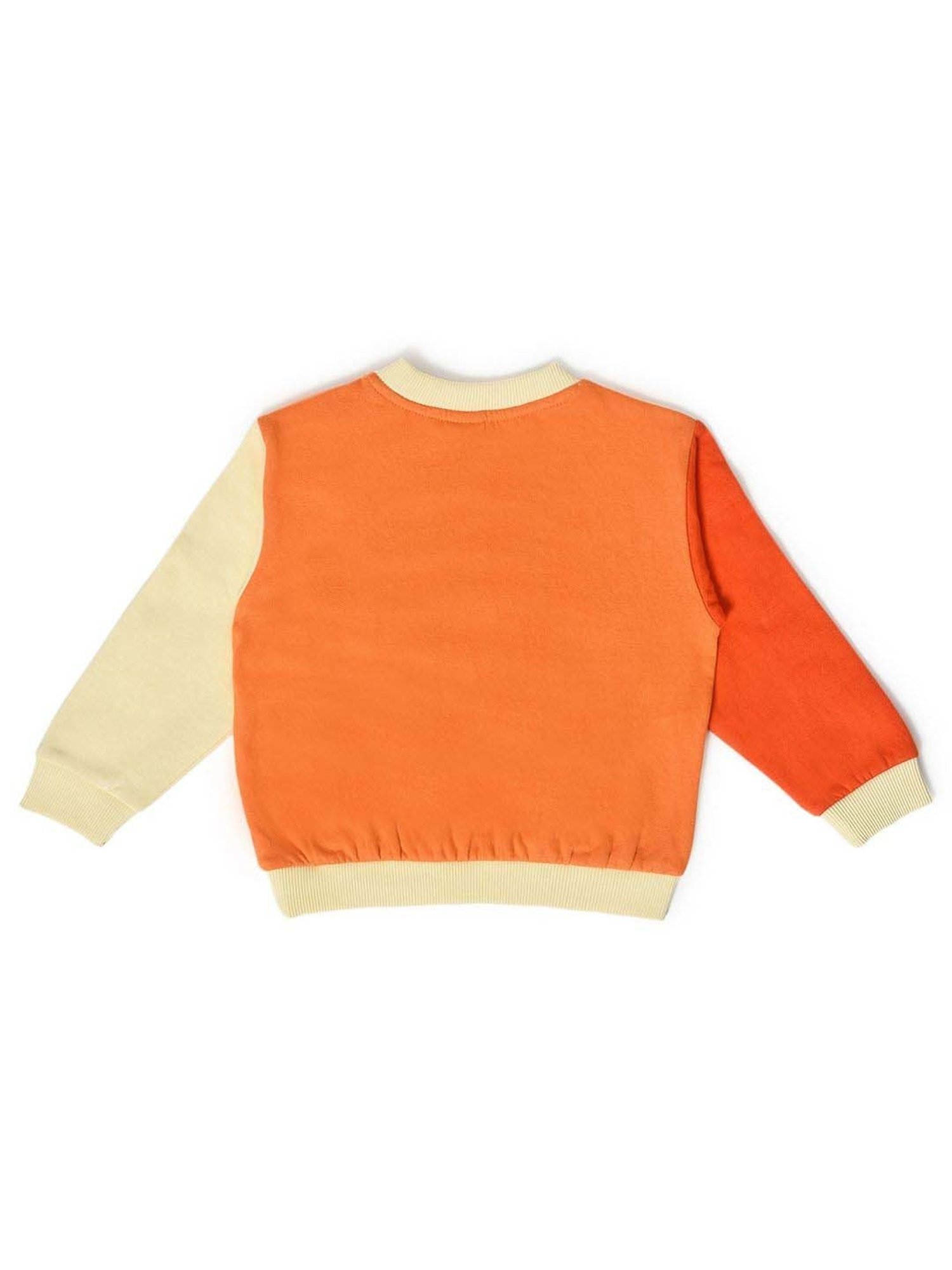 MiArcus Kids Cream & Orange Cotton Color Block Full Sleeves Sweatshirt