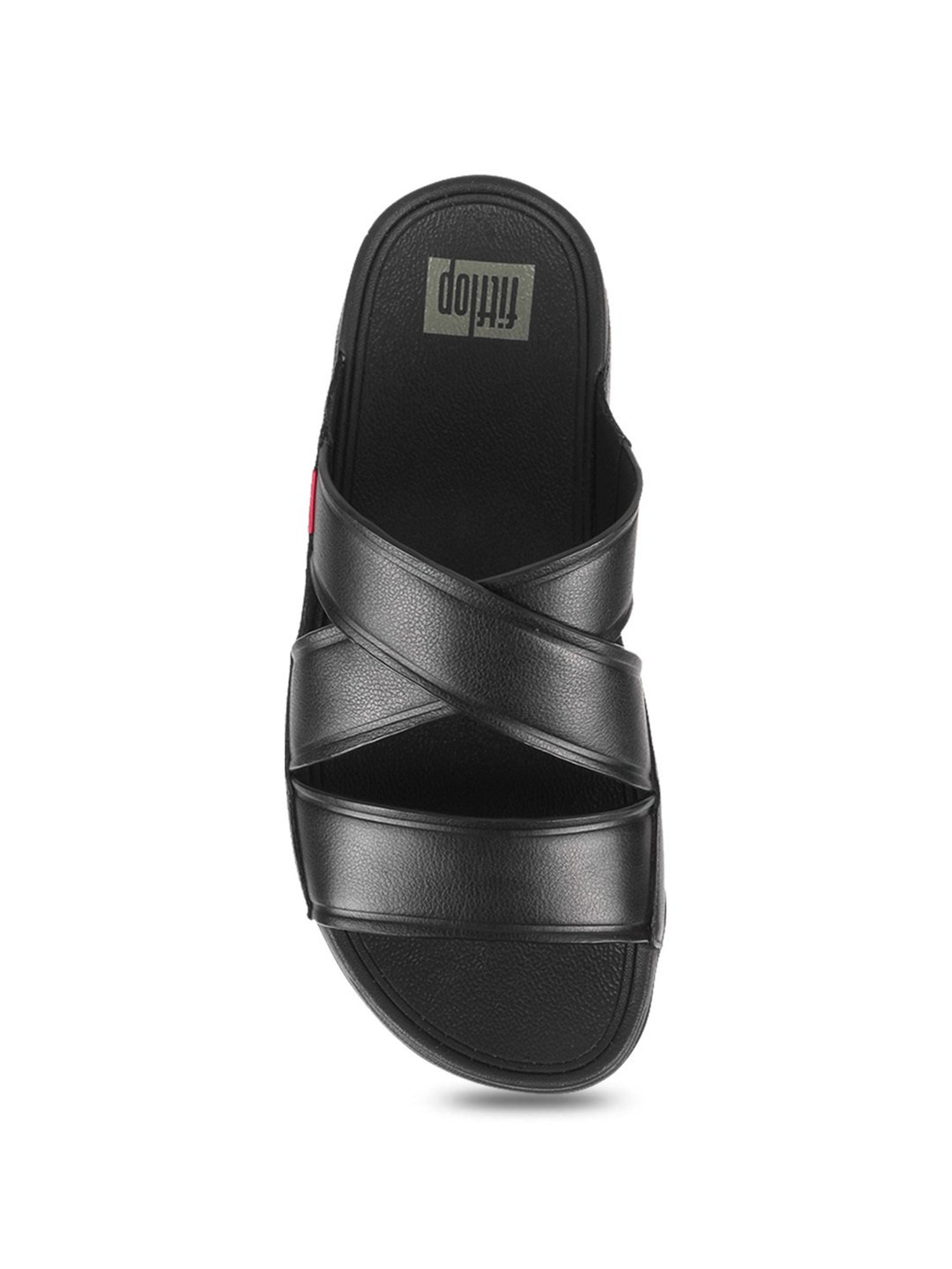 FitFlop Men's Black Cross Strap Sandals