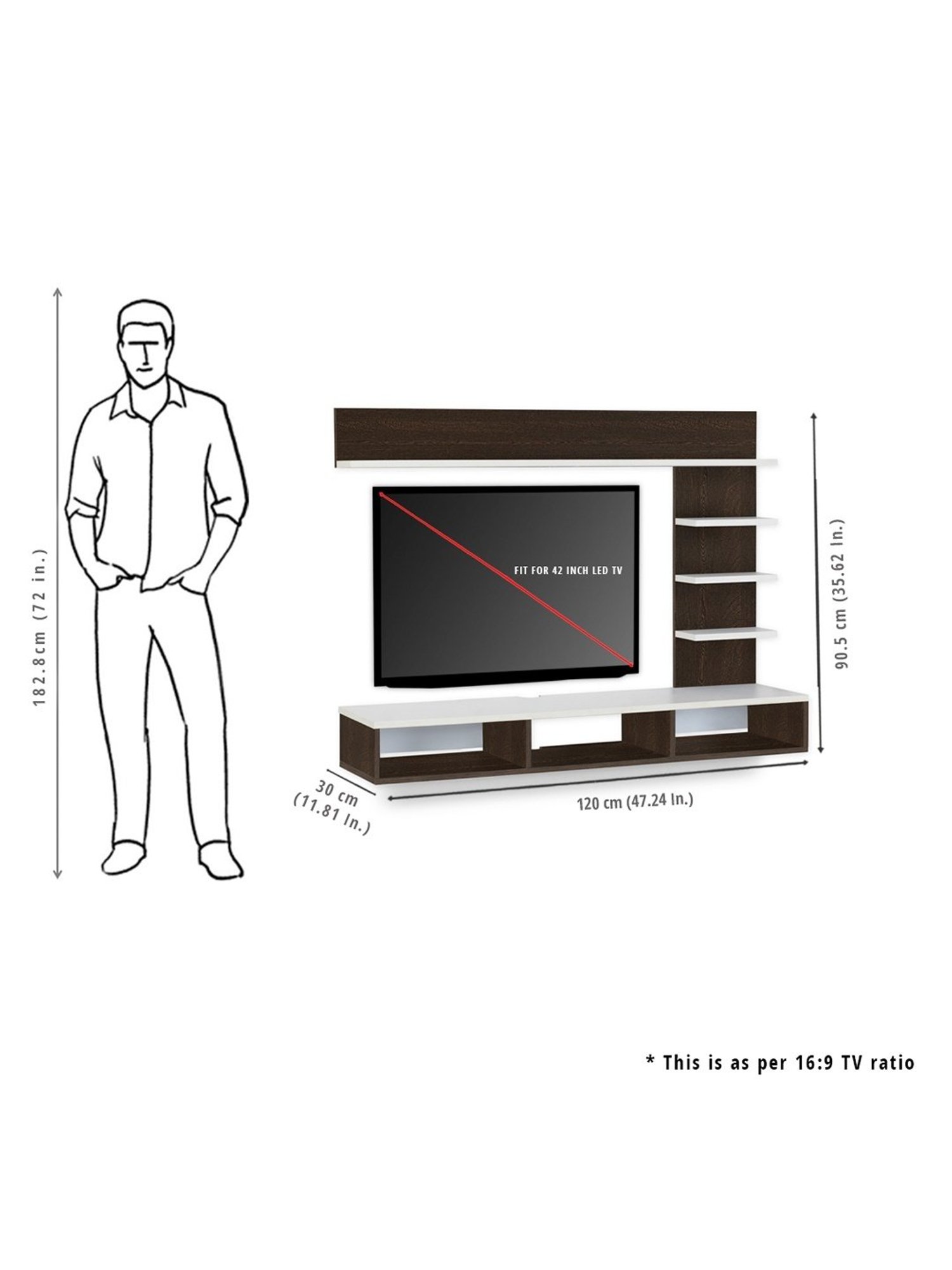 Delite Kom Flex Flowery Wenge & Acacia Dark Engineered Wood TV Entertainment Unit