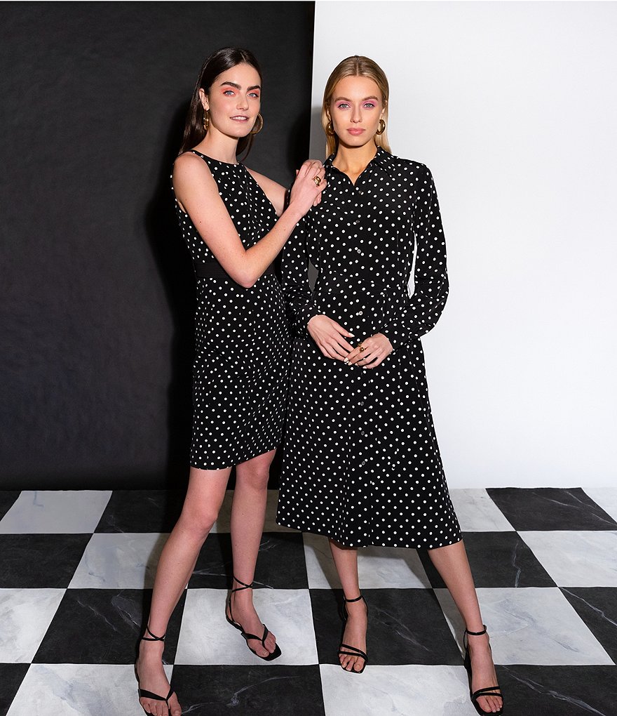 LDT Annemarie Stretch Crepe Dotted Sleeveless Dress