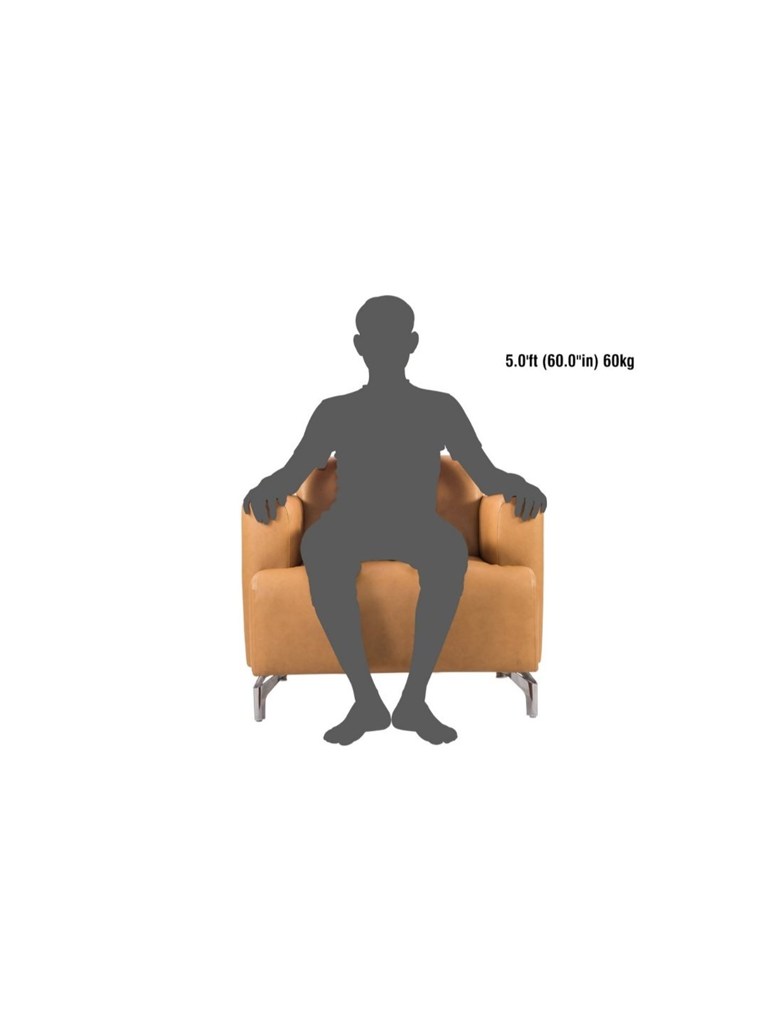 Durian Windsor Modern Camel Brown Premium Leatherette 1 Seater Sofa