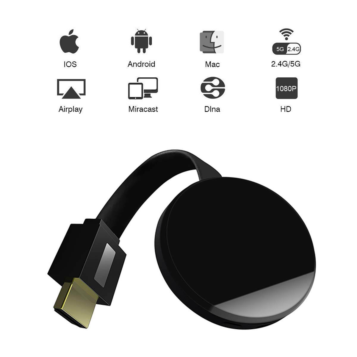 Wi-Fi Display Dongle for TV, Aigrous High Speed HDMI Miracast Dongle Compatible for Android Smartphone Tablet Apple iPhone iPad,1080P Wireless HDMI Dongle
