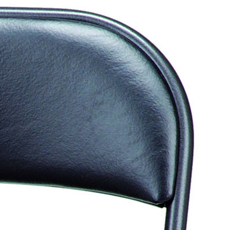 4pc Deluxe Vinyl Padded Folding Chairs Black Lace and Black Vinyl - Sudden Comfort